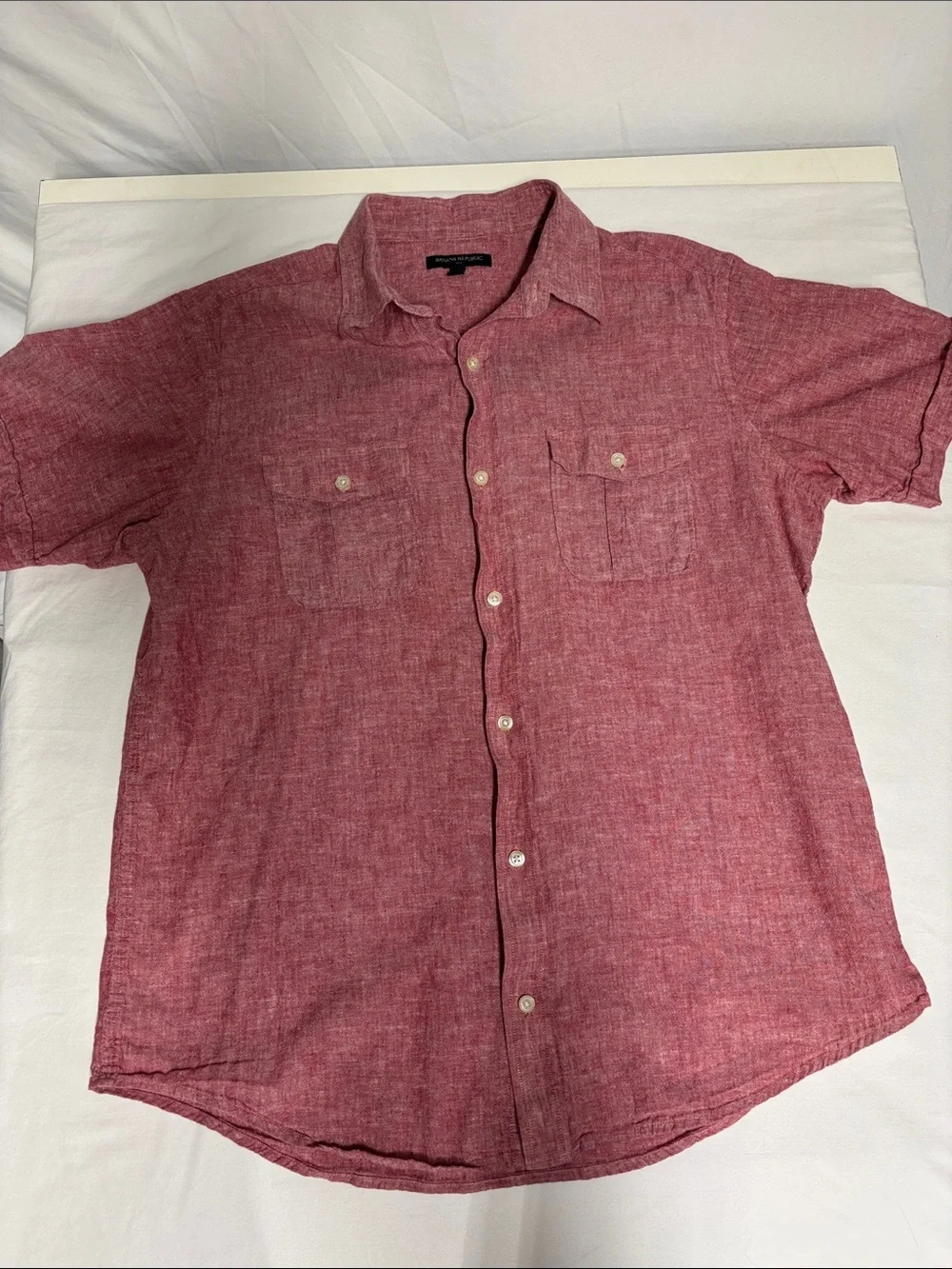 Banana Republic Men’s Red Linen Blend Utility Shirt Double Pocket L